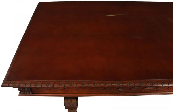 Table Renaissance Mahogany Vintage French 1950 Extending Leaf Wood Metal
