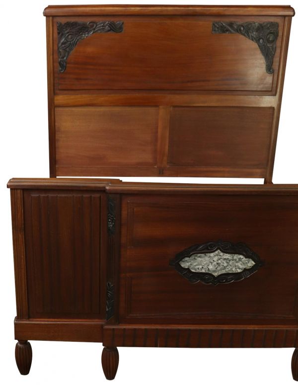 Bed Art Deco Deco Mid-Century Modern Mahogany Wood Bakelite Plastic 1920