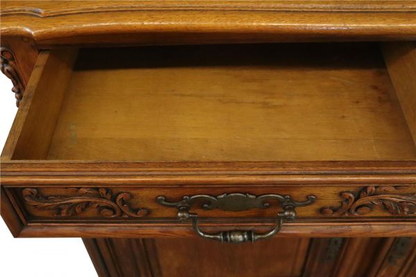 Sideboard Louis XV Rococo French Vintage 1930 Carved Oak 3-Door 3-Drawer
