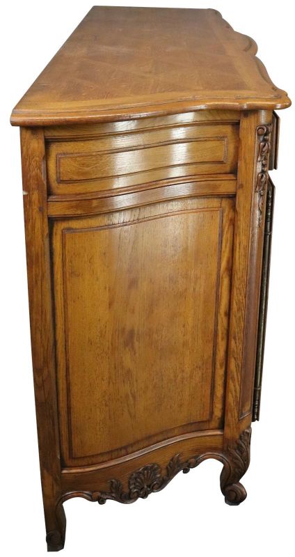Sideboard Louis XV Rococo French Vintage 1930 Carved Oak 3-Door 3-Drawer
