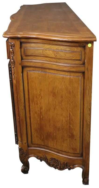 Sideboard Louis XV Rococo French Vintage 1930 Carved Oak 3-Door 3-Drawer