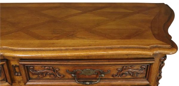 Sideboard Louis XV Rococo French Vintage 1930 Carved Oak 3-Door 3-Drawer