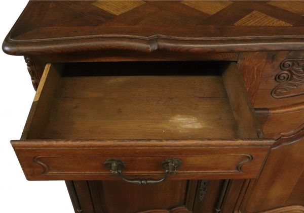 Antique Sideboard French Louis XV Rococo 1900 Oak 4-Doors 2-Drawer