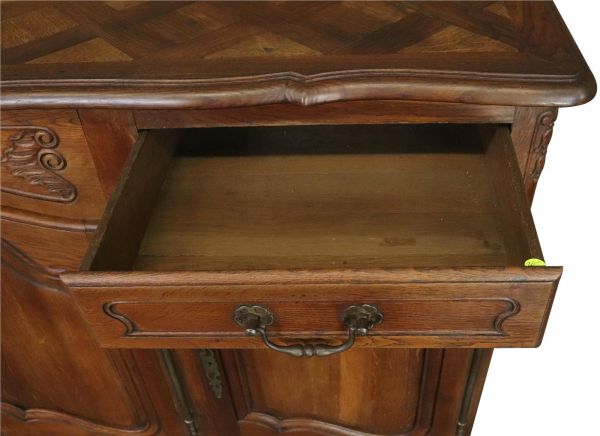 Antique Sideboard French Louis XV Rococo 1900 Oak 4-Doors 2-Drawer