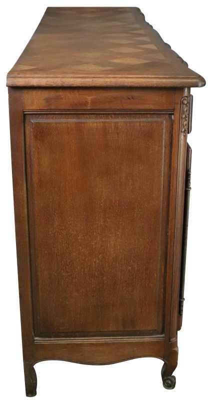 Antique Sideboard French Louis XV Rococo 1900 Oak 4-Doors 2-Drawer