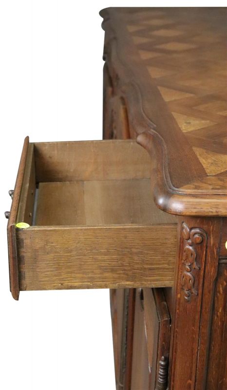Antique Sideboard French Louis XV Rococo 1900 Oak 4-Doors 2-Drawer