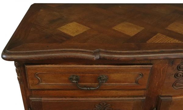 Antique Sideboard French Louis XV Rococo 1900 Oak 4-Doors 2-Drawer