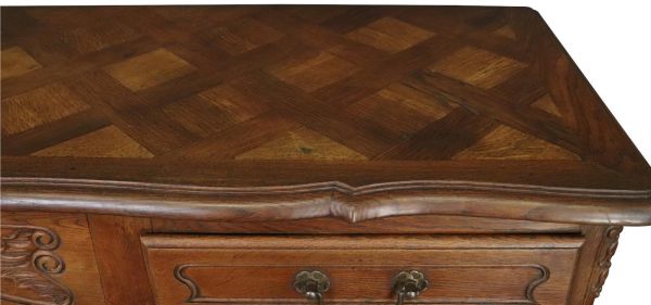 Antique Sideboard French Louis XV Rococo 1900 Oak 4-Doors 2-Drawer