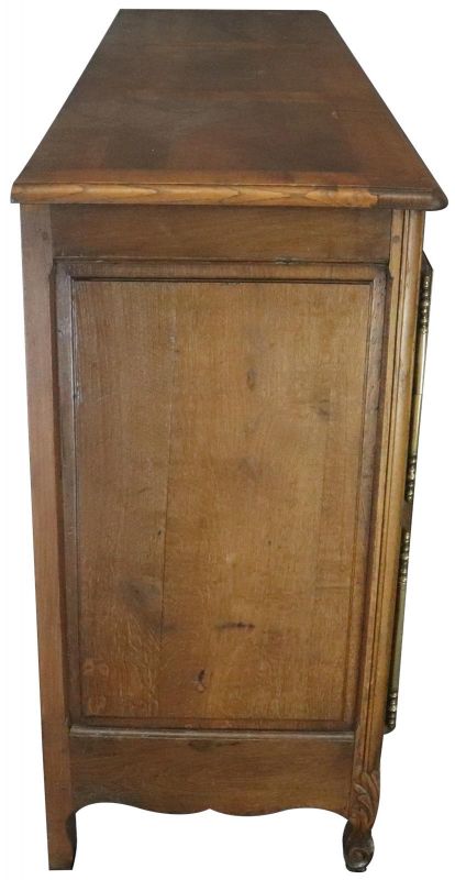 Sideboard Normandy Antique French 1890 Carved Walnut Flowers, 3-Door