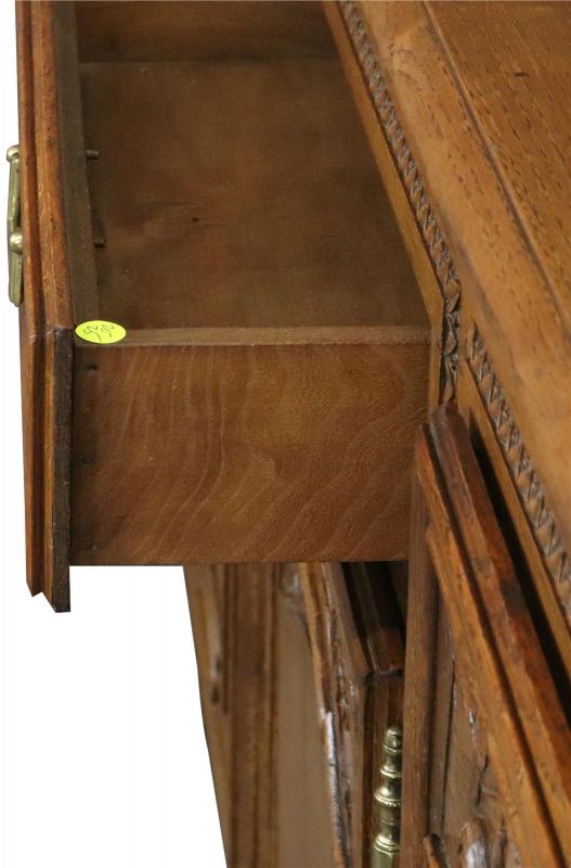 Sideboard Normandy Antique French 1890 Carved Walnut Flowers, 3-Door