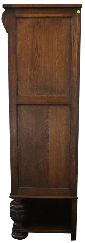 Bar Cabinet Renaissance Carved Oak French Vintage 1950 Swivel 4-Door 3-Shelf