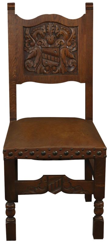 Dining Chairs French Renaissance Winged Lions Griffins Carved Oak Vintage Set 6