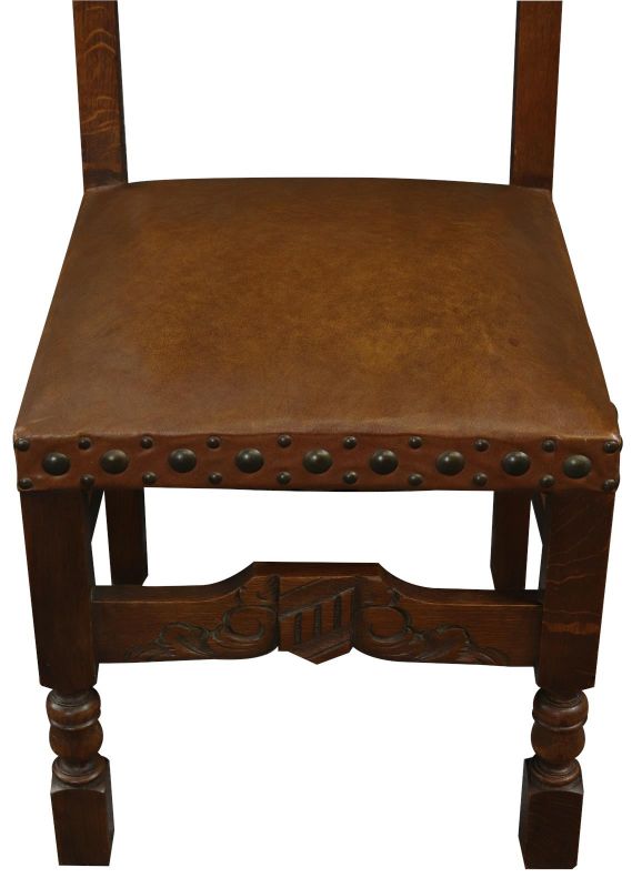 Dining Chairs French Renaissance Winged Lions Griffins Carved Oak Vintage Set 6