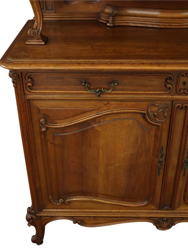 Buffet Louis XV Rococo 1900 Antique French Carved Walnut Glass Doors