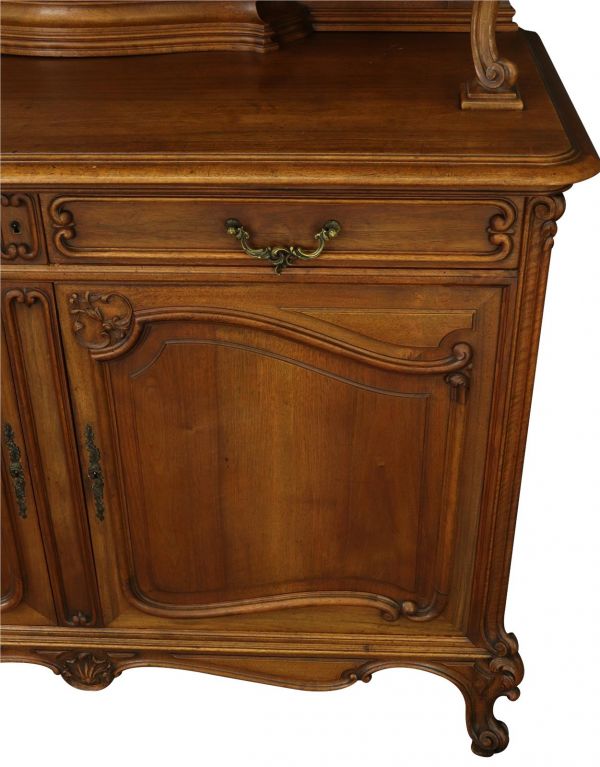 Buffet Louis XV Rococo 1900 Antique French Carved Walnut Glass Doors