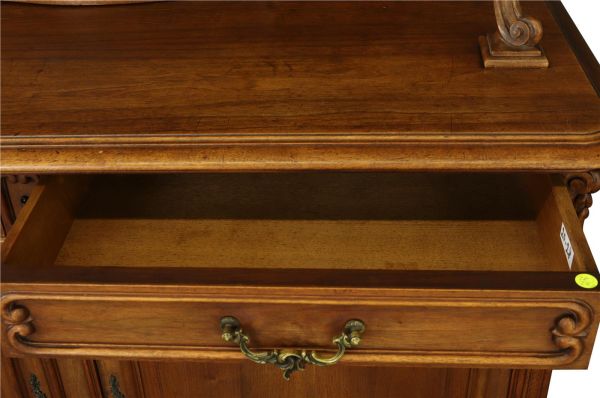 Buffet Louis XV Rococo 1900 Antique French Carved Walnut Glass Doors