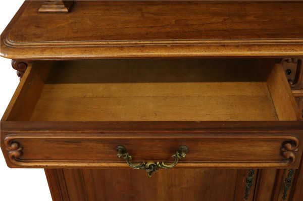 Buffet Louis XV Rococo 1900 Antique French Carved Walnut Glass Doors