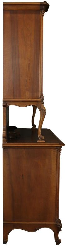 Buffet Louis XV Rococo 1900 Antique French Carved Walnut Glass Doors