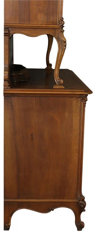 Buffet Louis XV Rococo 1900 Antique French Carved Walnut Glass Doors