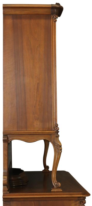 Buffet Louis XV Rococo 1900 Antique French Carved Walnut Glass Doors