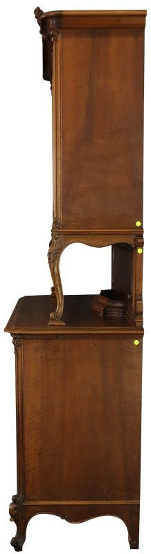 Buffet Louis XV Rococo 1900 Antique French Carved Walnut Glass Doors