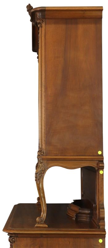 Buffet Louis XV Rococo 1900 Antique French Carved Walnut Glass Doors