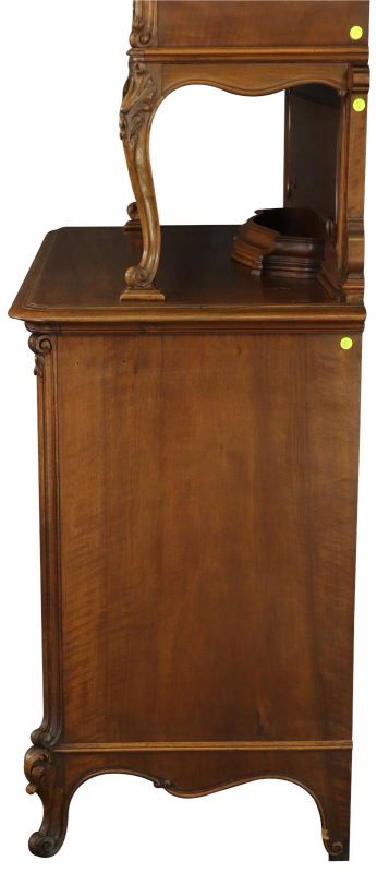 Buffet Louis XV Rococo 1900 Antique French Carved Walnut Glass Doors