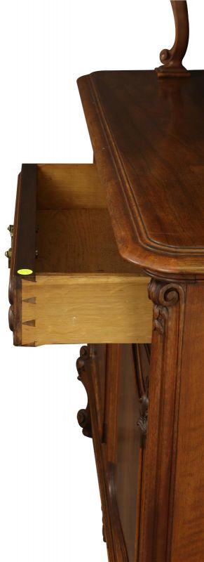 Buffet Louis XV Rococo 1900 Antique French Carved Walnut Glass Doors