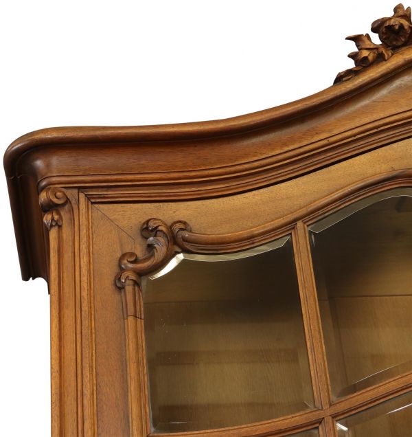 Buffet Louis XV Rococo 1900 Antique French Carved Walnut Glass Doors