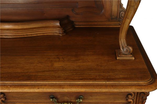 Buffet Louis XV Rococo 1900 Antique French Carved Walnut Glass Doors