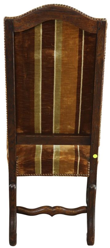 Dining Chairs French Sheepbone Set 6 1930 Oak Brown/Beige Stripe Upholstery