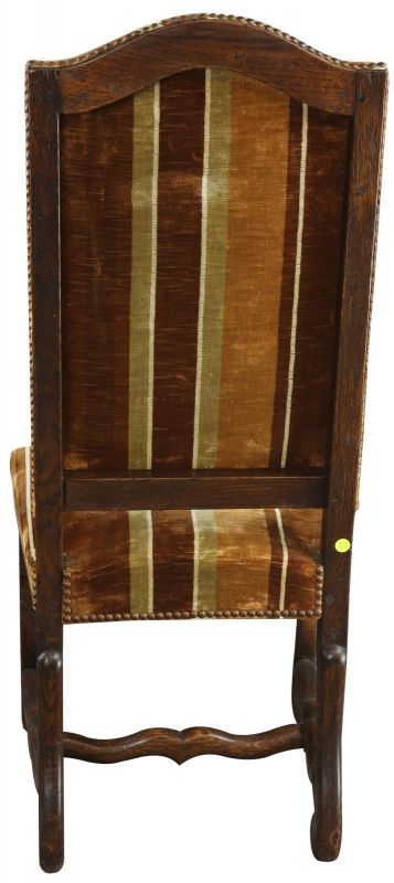 Dining Chairs French Sheepbone Set 6 1930 Oak Brown/Beige Stripe Upholstery