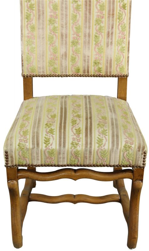 Dining Chairs Sheepbone French Vintage 1930 Light Oak Wood, Pink Green Floral