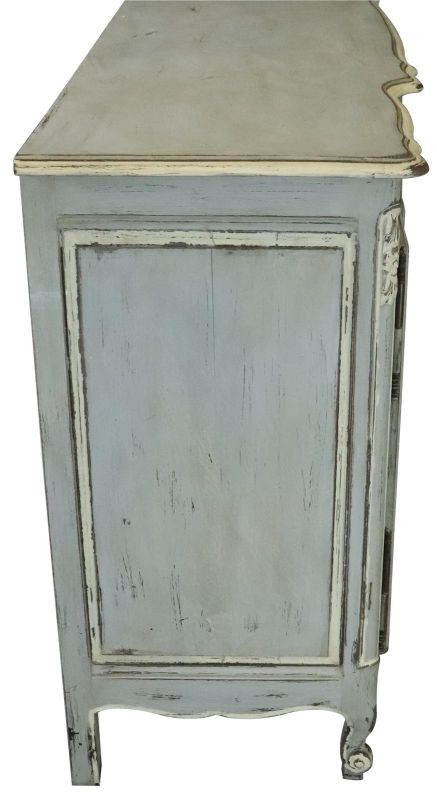 Sideboard French Country Farmhouse Oak Distressed Gray Painted Antique 1900