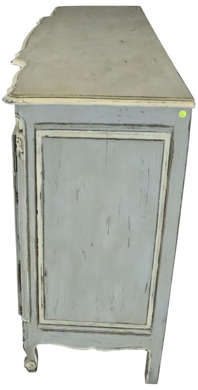 Sideboard French Country Farmhouse Oak Distressed Gray Painted Antique 1900