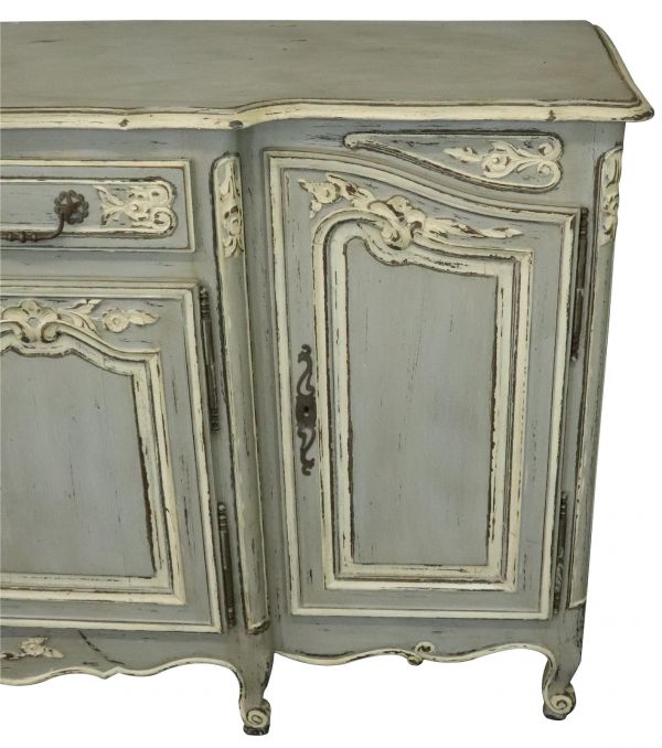 Sideboard French Country Farmhouse Oak Distressed Gray Painted Antique 1900