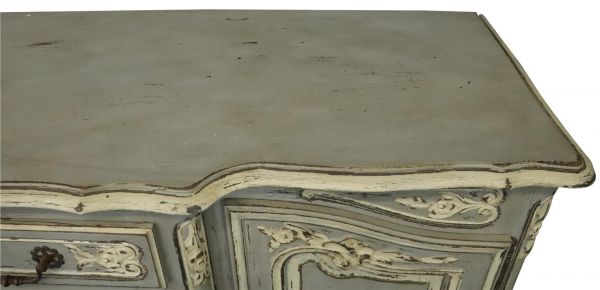 Sideboard French Country Farmhouse Oak Distressed Gray Painted Antique 1900