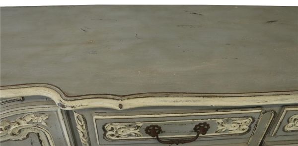 Sideboard French Country Farmhouse Oak Distressed Gray Painted Antique 1900
