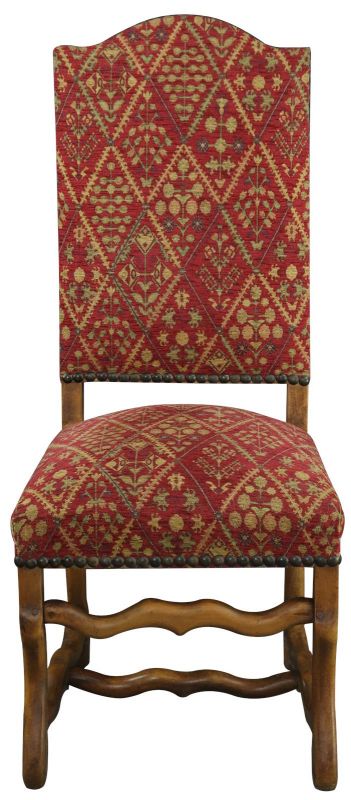 Dining Chairs Sheepbone Red Patterned Upholstery Set 6 French 1930 Oak Wood