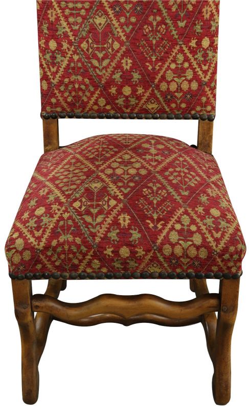 Dining Chairs Sheepbone Red Patterned Upholstery Set 6 French 1930 Oak Wood