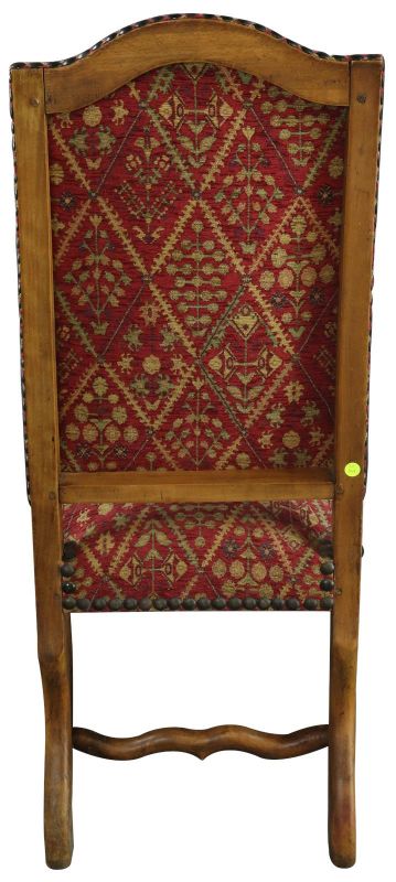 Dining Chairs Sheepbone Red Patterned Upholstery Set 6 French 1930 Oak Wood