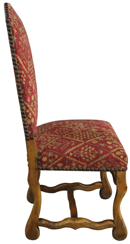 Dining Chairs Sheepbone Red Patterned Upholstery Set 6 French 1930 Oak Wood