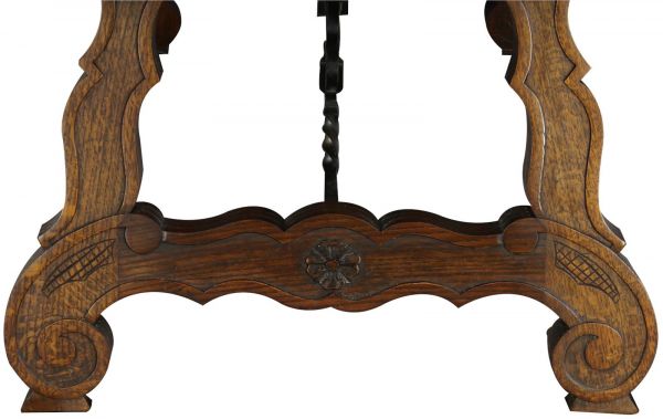 Table Renaissance Oak Vintage French 1950 Extending Wood Wrought Iron