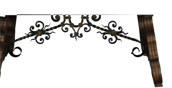 Table Renaissance Oak Vintage French 1950 Extending Wood Wrought Iron