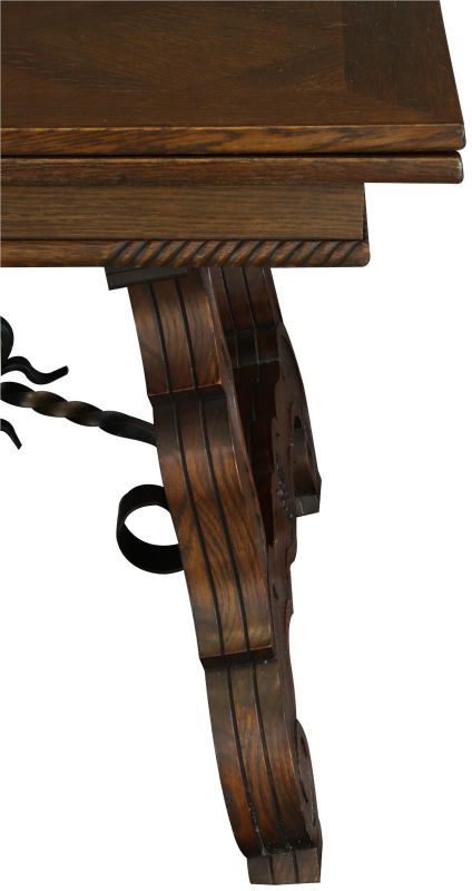Table Renaissance Oak Vintage French 1950 Extending Wood Wrought Iron