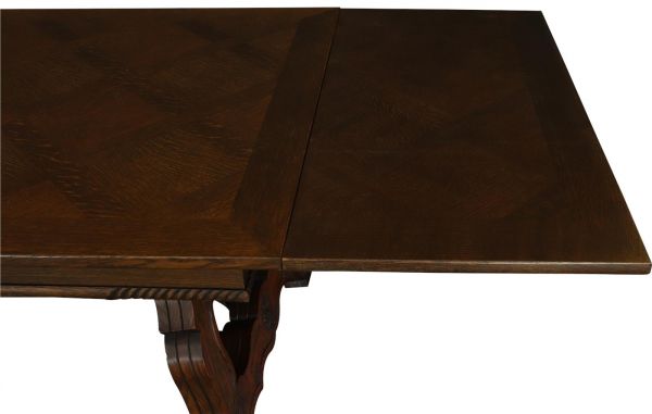 Table Renaissance Oak Vintage French 1950 Extending Wood Wrought Iron