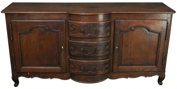 Antique French Sideboard Louis XV Rococo 1880 Oak 2-Drawer 3-Drawer