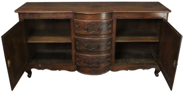 Antique French Sideboard Louis XV Rococo 1880 Oak 2-Drawer 3-Drawer