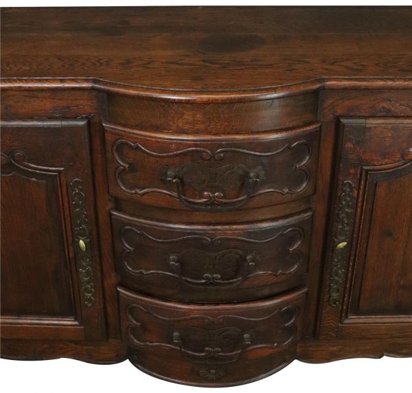 Antique French Sideboard Louis XV Rococo 1880 Oak 2-Drawer 3-Drawer