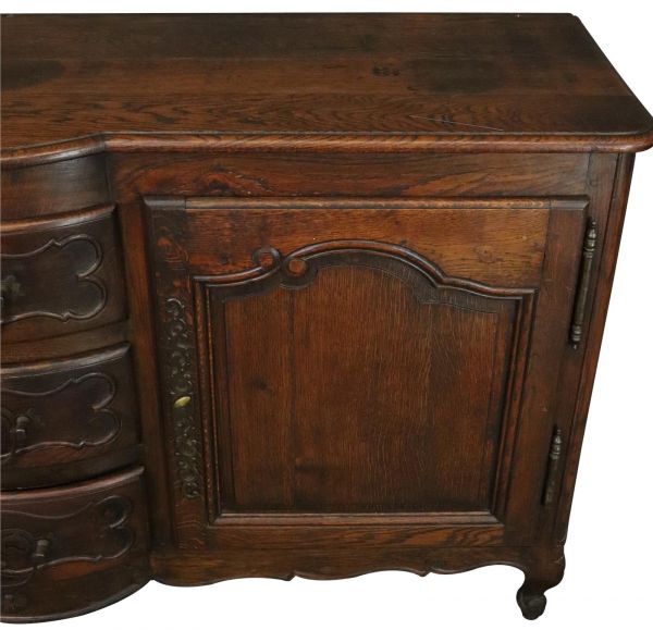 Antique French Sideboard Louis XV Rococo 1880 Oak 2-Drawer 3-Drawer